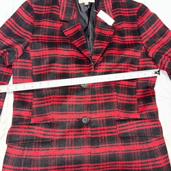 NWT Talbots Blazer Jacket Wool Blend Buffalo Plaid Red Winter Holiday Size 14 - Picture 4 of 8